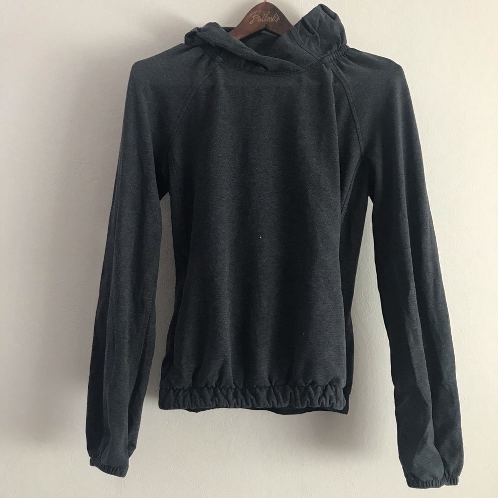 Lululemon After All Pullover ruffle neck pull over dark gray charcoal size 4
